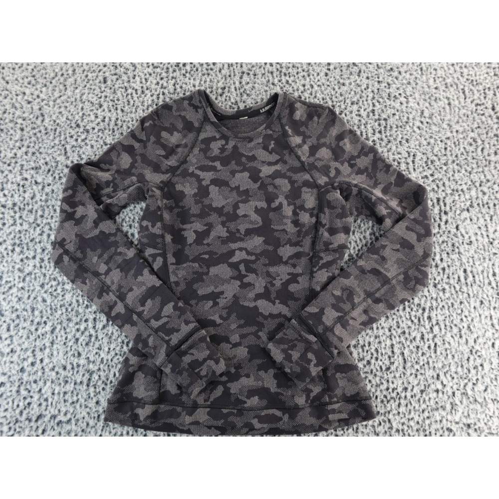 Lululemon Camo Crew Neck Long Sleeve Athletic Top Shirt Women Size 6